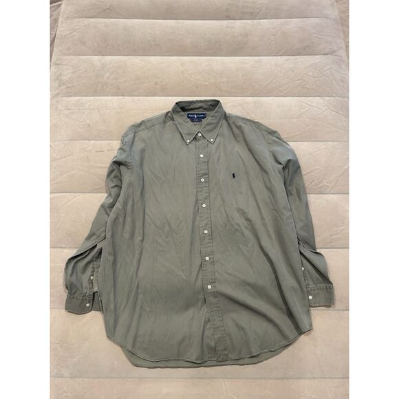 Ralph Lauren Mens XL Blake Silk Green Long Sleeve Button Down Shirt - Picture 1 of 8